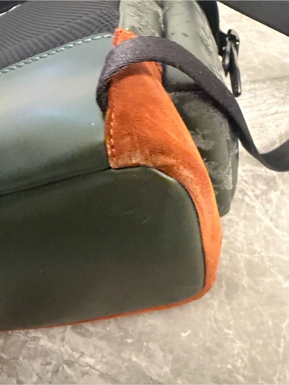 Coach Forest Green Signature Stagecoach Leather Backpack with Brown Suede Base